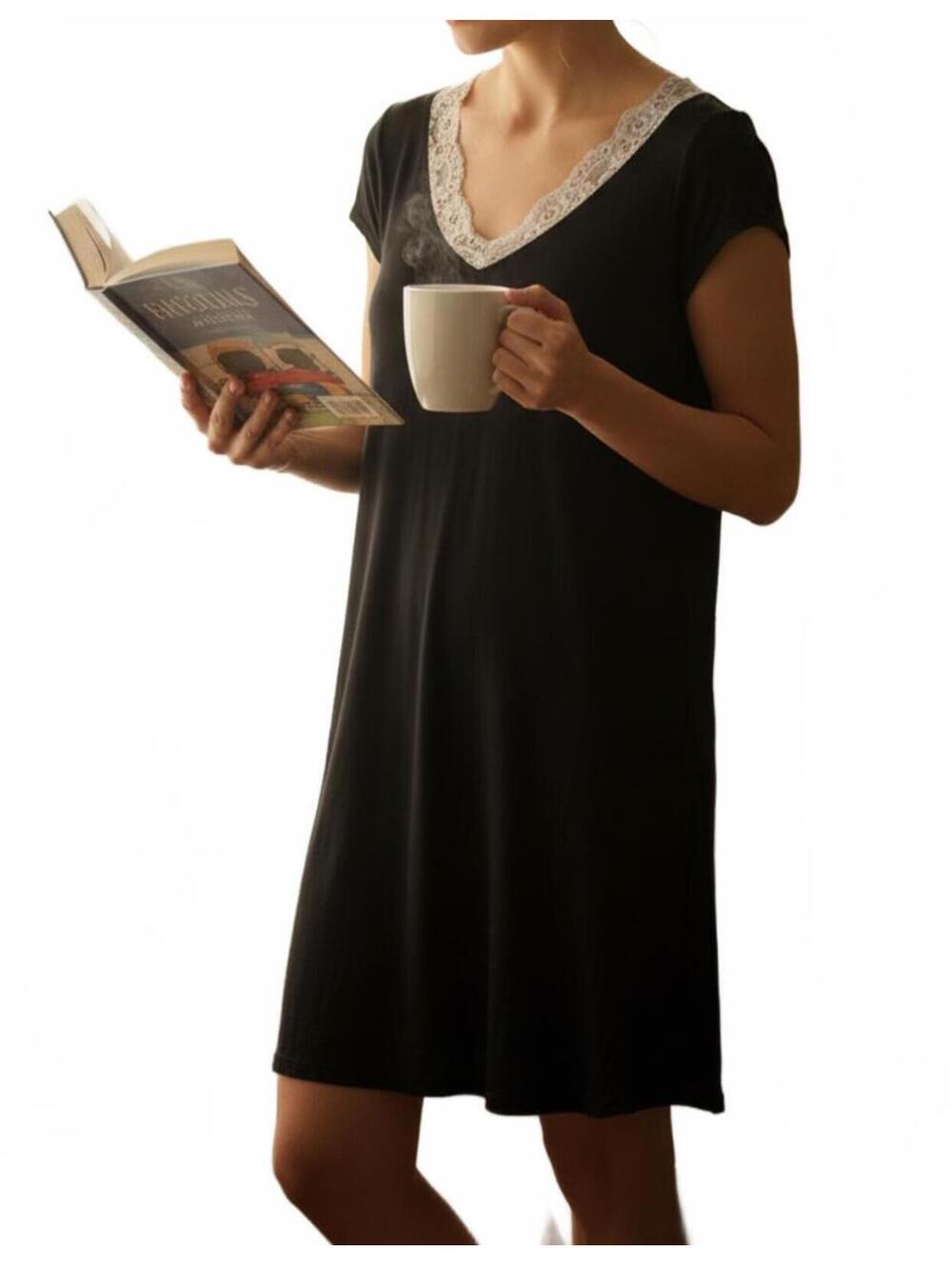 Vintage Arianne Black Lace Trim Nightgown / Nap Dress / Slip Dress